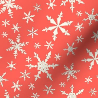 Snowflakes - Ivory, Watermelon