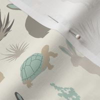 Tortoise & Hare - Small - Aqua, Ivory