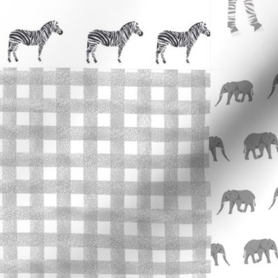 safari quilt cheater quilt animal nursery grey and white gender neutral wholecloth 