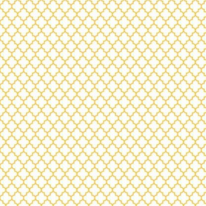 quatrefoil golden yellow on white - small