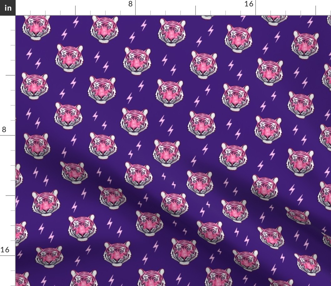 tiger with bolts (pink on purple)