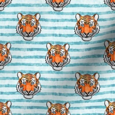 tiger on stripes (light blue)