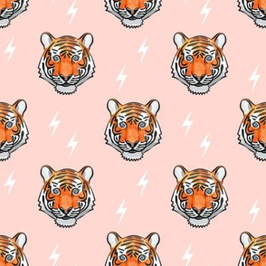 tiger with bolts on rose pink