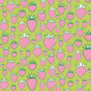 Strawberries in pink and lime