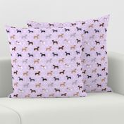 pitbull dog fabric - bows and pearls, roses and florals - purple