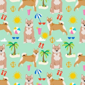 shiba inu summer beach vacation dog breed fabric mint
