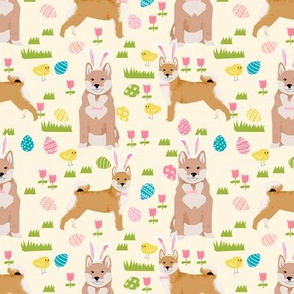 shiba inu spring easter eggs bunny dog breed fabric yellow