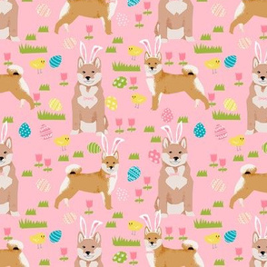 shiba inu spring easter eggs bunny dog breed fabric pink