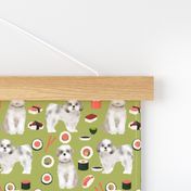 shih tzu sushi kawaii japanese food pure breed dog fabric green