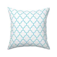 quatrefoil MED sky blue on white