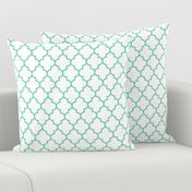 quatrefoil MED sea foam green on white