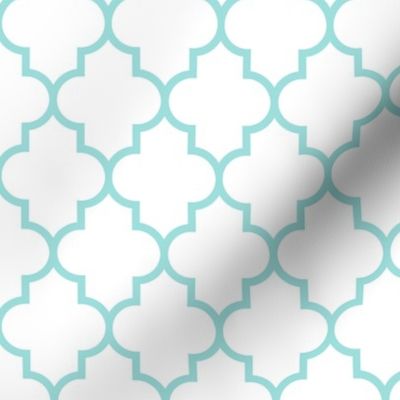 quatrefoil MED light teal on white