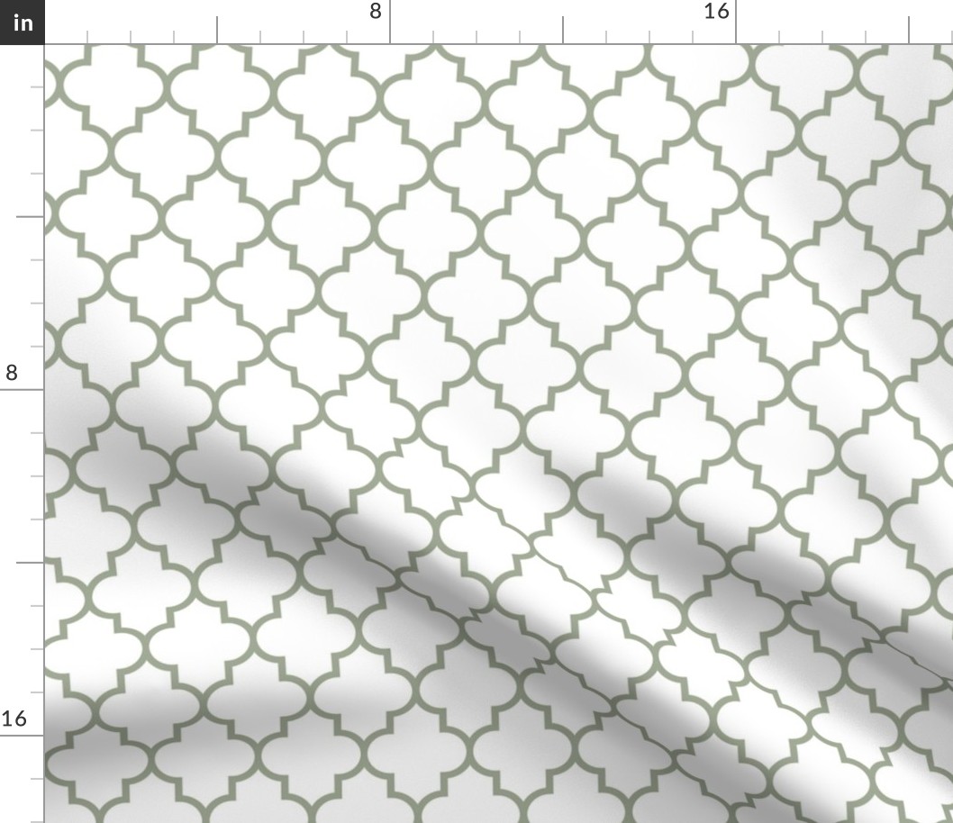 quatrefoil MED sage green on white