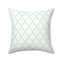 quatrefoil MED ice mint green on white