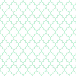 quatrefoil MED ice mint green on white