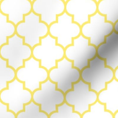 quatrefoil MED lemon yellow on white