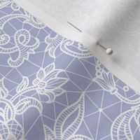white lace on periwinkle 