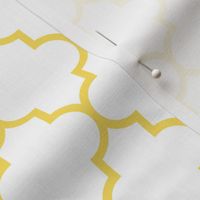 quatrefoil MED butter yellow on white