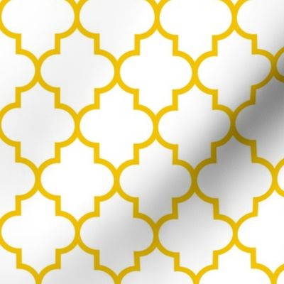 quatrefoil MED mustard yellow on white