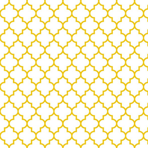 quatrefoil MED mustard yellow on white