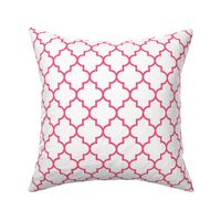 quatrefoil MED hot pink on white