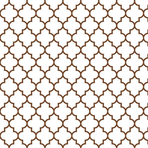 quatrefoil MED chocolate brown on white #744527