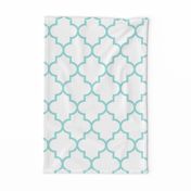 quatrefoil LG light teal on white