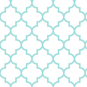 quatrefoil LG light teal on white