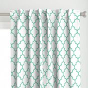 quatrefoil LG sea foam green on white