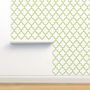 quatrefoil LG lime green on white