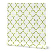 quatrefoil LG lime green on white