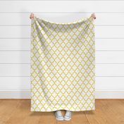 quatrefoil LG mustard yellow on white