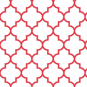 quatrefoil LG bold coral on white