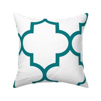 quatrefoil XL dark teal on white