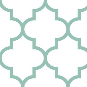 quatrefoil XL faded teal on white