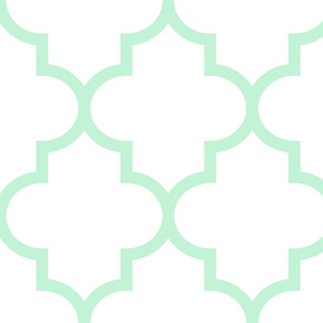 quatrefoil XL ice mint green on white