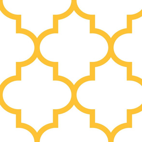 quatrefoil XL golden yellow on white