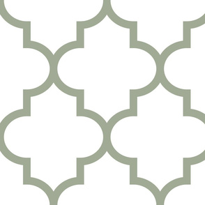 quatrefoil XL sage green on white