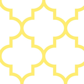 quatrefoil XL lemon yellow on white