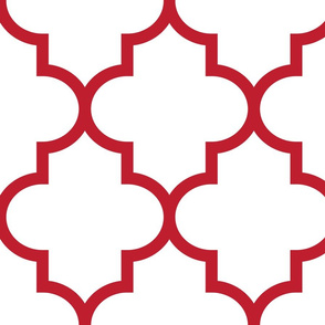 quatrefoil XL red on white