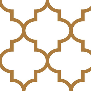 quatrefoil XL caramel on white