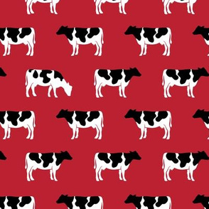 cows on red - farm fabric C18BS