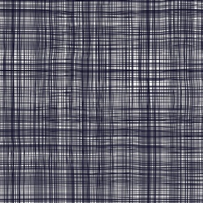 Trendy Blue Plaid Pattern, Traditional Hand Drawn Look, Simple Blue and White