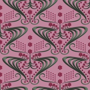 Boho Boudoir Luxe Floral Bedroom Flower Pattern, Ritzy Abstract Baroque Wallpaper and Home Decor, Glam Cerise Pink Raspberry Pink Green