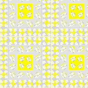 grey and yellow daisy squares