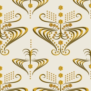 Tiny Abstract Florals, Modern Regency Home Decor and Wallpaper Design, Rich Gold Ochre Cream