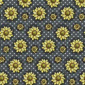 Cheery Sunflowers - Charcoal / Yellow