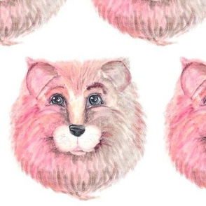 THE PINK FELINE LION CAT ON WHITE