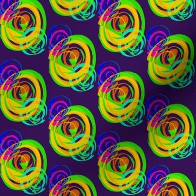 Luminous Swirly Spirals on Dark Mulberry - Small Scale