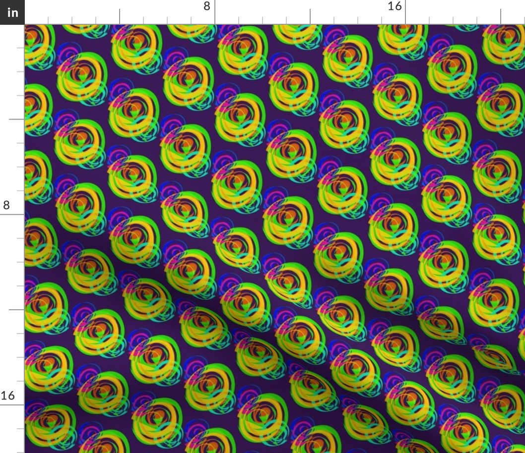 Luminous Swirly Spirals on Dark Mulberry - Small Scale